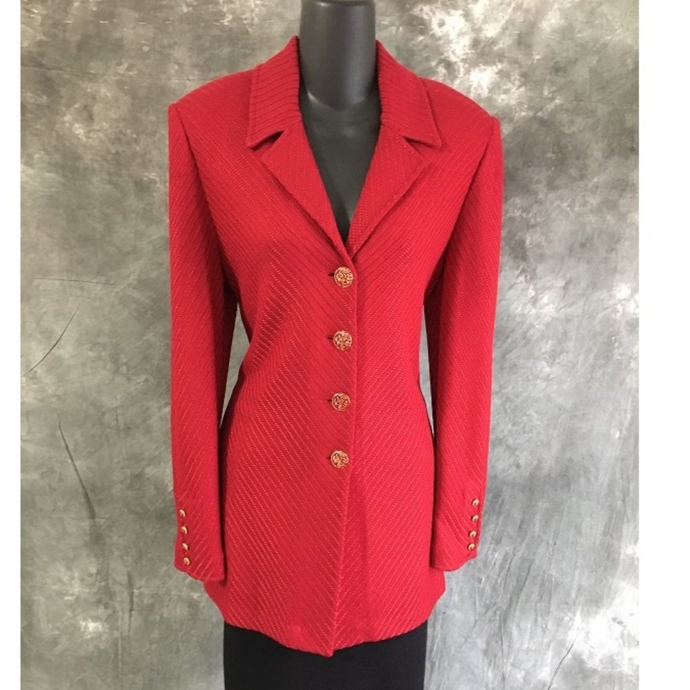 st john red knit jacket size 6